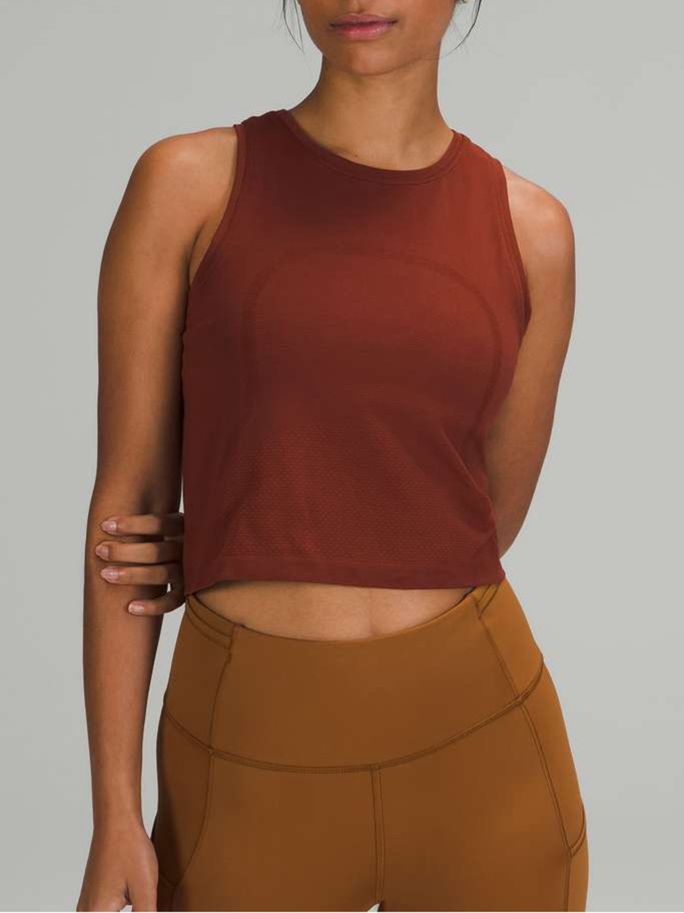 Lululemon Swiftly High Neck Cropped Tank in Aztec Brick